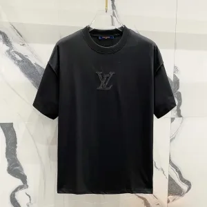 Luxury AAA Louis Vuitton Short Sleeves Red Cotton Pure Spring Summer Embroidery
