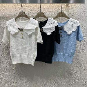High Quality Luxury Chanel Gold Short Sleeves