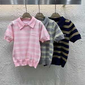 Designer Miu Miu Jacquard Short Sleeves