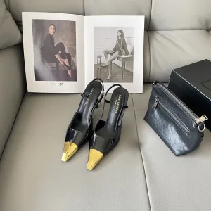 High Quality Reps Saint Laurent Sandals Ash Patent Leather Soft Spring