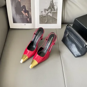 AAA Super Clone Saint Laurent Sandals Ash Patent Leather Soft Spring