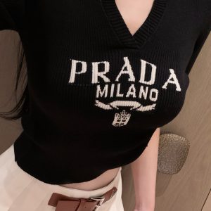 Luxury High Quality Prada Jacquard Short Sleeves