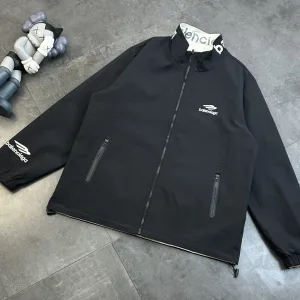 High Quality Designer Balenciaga Coat Red Relaxed Fit Street Style Streetwear Winter Color Blocking