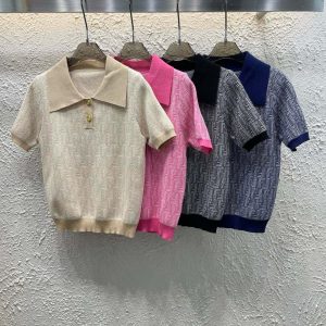 Designer Luxury Fendi Gold Short Sleeves