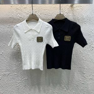 Designer Miu Miu Gold Short Sleeves