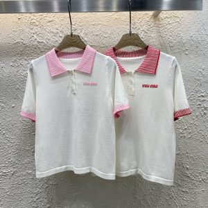 Luxury Miu Miu Jacquard Short Sleeves