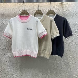 Luxury Designer Miu Miu Jacquard Short Sleeves
