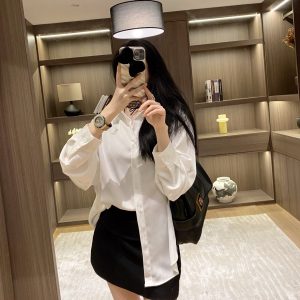 Designer Saint Laurent Stone Long-Sleeved Shirt
