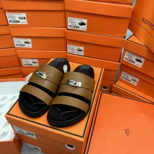 AAA Super Clone Hermes Slippers Brown