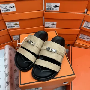 Reps Luxury Hermes Slippers Apricot Suede