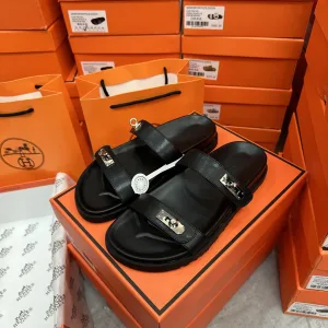 Luxury Hermes Slippers Black
