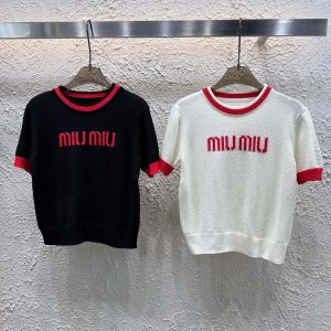Aaa Luxury Miu Miu Jacquard Short Sleeves
