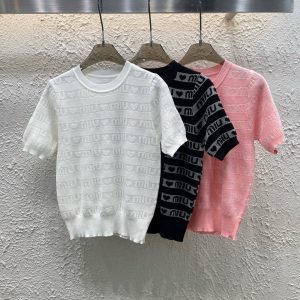 Designer 1:1 Miu Miu Jacquard Short Sleeves