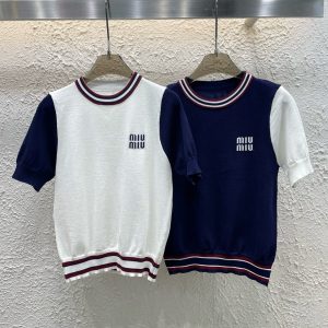 High Quality Miu Miu Jacquard Short Sleeves
