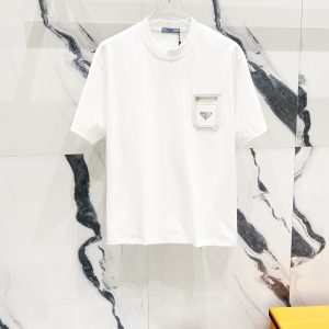 Luxury High Quality Prada Leather Short-Sleeved T-Shirt