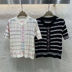 Designer Luxury Louis Vuitton Jacquard Short Sleeves