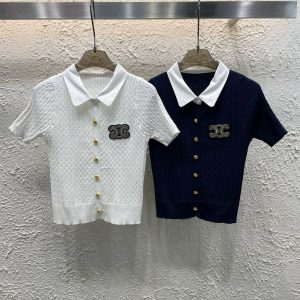 High Quality Celine Gold Short Sleeves