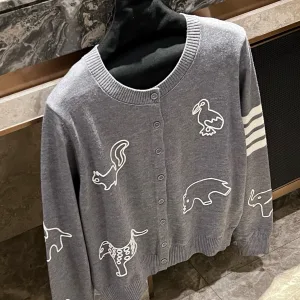 Designer 1:1 Thom Browne Jacquard Long-Sleeved Cardigan