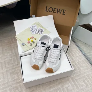 Reps Designer Loewe Sneakers Red Sheepskin Suede Woven Fabric Minimalist Style Spring Early
