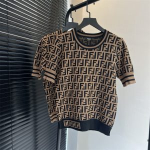 High Quality Luxury Fendi Jacquard Short Sleeves
