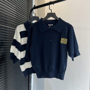 1:1 Aaa Miu Miu Gold Short Sleeves