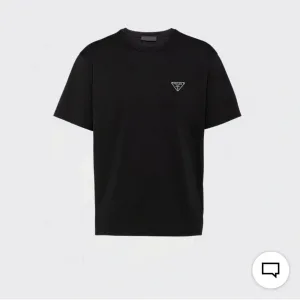 Designer Prada Short-Sleeved T-Shirt Black Cotton Spring Summer