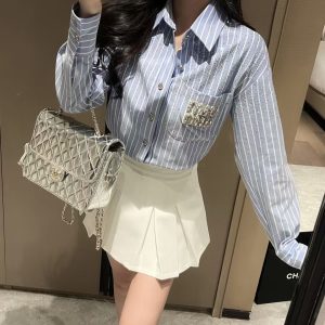 Aaa Designer Miu Miu Stone Short-Sleeved Shirt