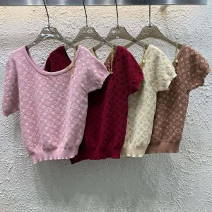 Designer Louis Vuitton Jacquard Short Sleeves