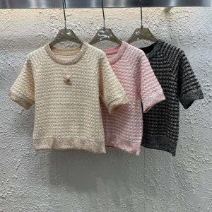 High Quality Luxury Chanel Gold Short-Sleeved Shirt