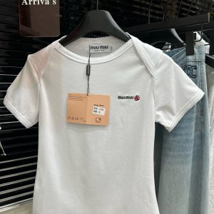 Aaa Designer Miu Miu Lace Short-Sleeved Shirts