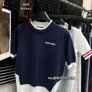 1:1 Miu Miu Jacquard Short Sleeves