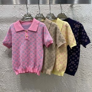 High Quality 1:1 Louis Vuitton Gold Short Sleeves