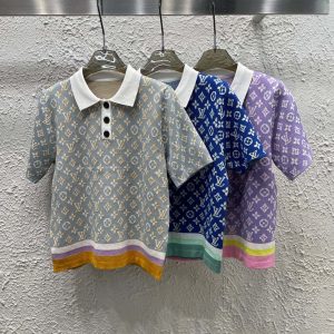 High Quality Designer Louis Vuitton Jacquard Short Sleeves
