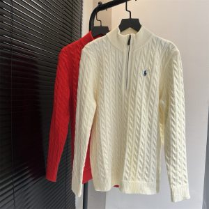 High Quality Ralph Lauren Leather Long-Sleeved Sweater