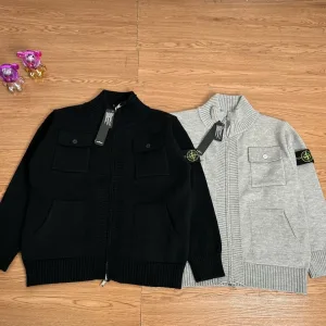 High Quality Luxury Stone Island Coat Ash Wool Exquisite Workmanship Street Style Embroidery
