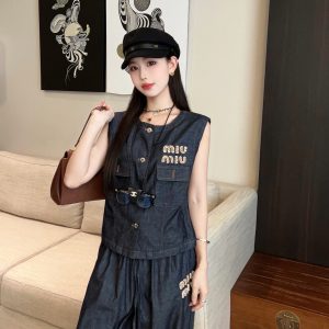Luxury Designer Miu Miu Denim Vest