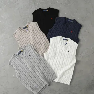 AAA Ralph Lauren Sweater Black Cotton Cable Knit Easy To Match