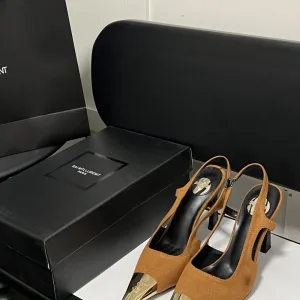 Super Clone Luxury Saint Laurent Sandals Gold Wool Genuine Leather Sheepskin