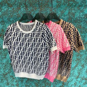 Luxury High Quality Fendi Jacquard Short Sleeves