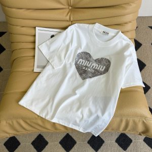 Designer Miu Miu Short-Sleeved T-Shirt