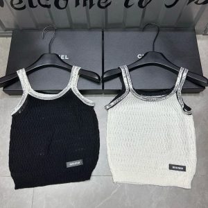 Designer Miu Miu Leather Tank Top