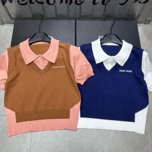 1:1 Miu Miu Jacquard Short Sleeves