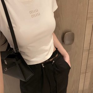 Aaa 1:1 Miu Miu Cotton Short-Sleeved T-Shirts