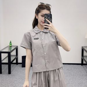 Luxury Miu Miu Cotton Short-Sleeved Shirt