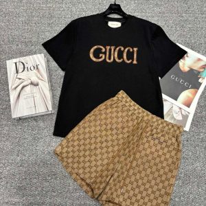 Luxury Designer Gucci Jacquard Short-Sleeved Shirts