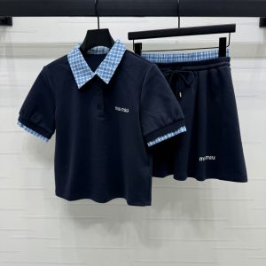High Quality Miu Miu Plaid Short-Sleeved Shirts