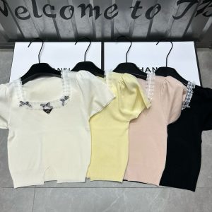 Luxury High Quality Prada Lace Short Sleeves