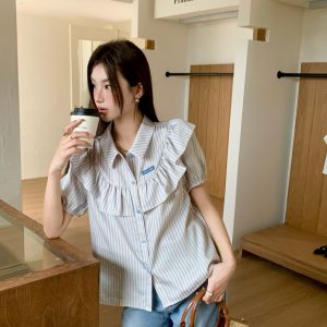 High Quality 1:1 Miu Miu Satin Short-Sleeved Shirts