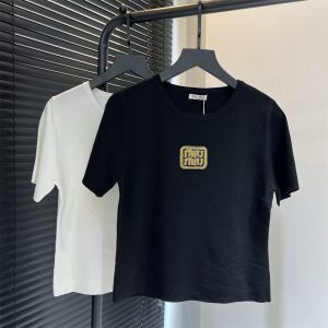 Designer Miu Miu Gold Long Sleeves