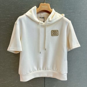 Designer Miu Miu Gold Short-Sleeved Shirts